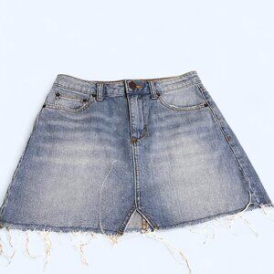 BDG high-waisted denim mini skirt with frayed hem #miniskirt #denim